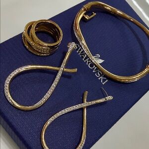 Swarovski Gold and Silver Earrings Set